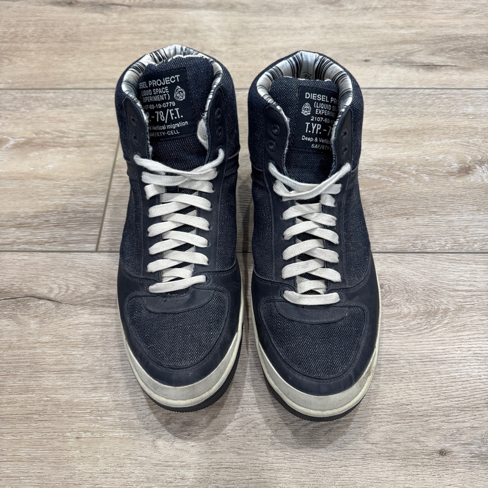 Diesel Shoes Textile Jeans Cow Leather Sneakers (Blue/White)
